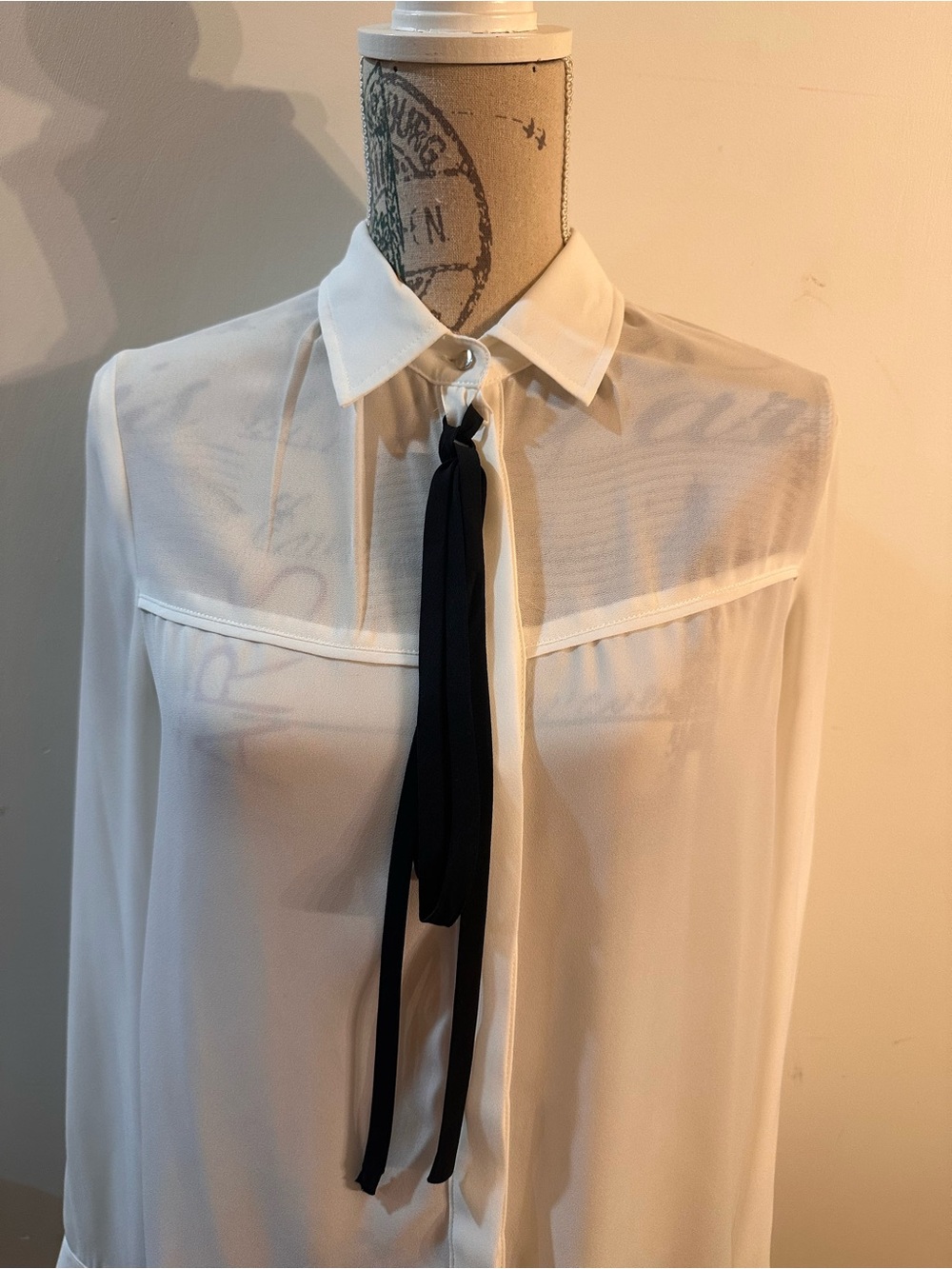 Les Petites Paris White Button Down Shirt with Black Tie